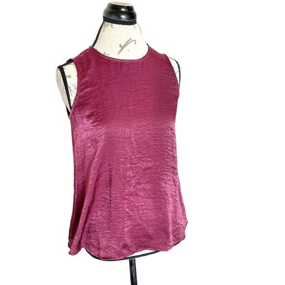 Banana Republic Womens Blouse Size XS Shiny Burgundy Sleeveless Dressy Top Night - Picture 2 of 12